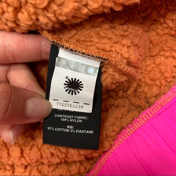 UGG Niko Sherpa / Fleece Crewneck Pullover Sweater Orange / Pink size XS - Picture 8 of 10
